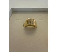 ANELLO Da Uomo In ORO GIALLO 18 Karati 750/1000 Centrale Quadrato Con Zirconi