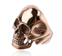 Anello da uomo in titanio con teschio del cavaliere oscuro, gioiello punk gotico, stile vintage industriale, regalo, 8, Acciaio al titanio