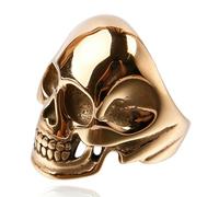 Anello da uomo in titanio con teschio del cavaliere oscuro, gioiello punk gotico, stile vintage industriale, regalo, 10, Acciaio al titanio