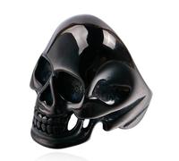 Anello da uomo in titanio con teschio del cavaliere oscuro, gioiello punk gotico, stile vintage industriale, regalo, 12, Acciaio al titanio