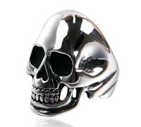 Anello da uomo in titanio con teschio del cavaliere oscuro, gioiello punk gotico, stile vintage industriale, regalo, 9, Acciaio al titanio