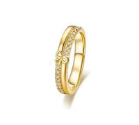 Anello da uomo, stile retrò, con papillon, idea regalo per il papà, 67 (21.3), Oro giallo 18 carati, Moissanite