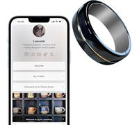 Anello da visita digitale in tungsteno, anello NFC impermeabile, condivisione social media e contatto istantaneo, tocca per condividere NFC - iOS e Android (oro #8)