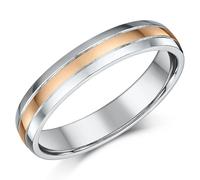 Anello Da Wedding In 2 Colori Lucidato 4mm In Oro 9ct E Argento 925