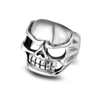 Anello d'argento, anello da uomo in acciaio inossidabile al titanio, anello a testa di morte gotico, largo 23,2 mm, regalo per uomo, 60, Titanio, Nessuna pietra preziosa