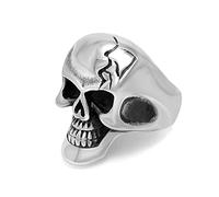 Anello d'argento, anello da uomo in acciaio inossidabile, teschio titanio, anello con teschi gotici, argento largo 28,2 mm, regalo da uomo, 62, Titanio, Nessuna pietra preziosa