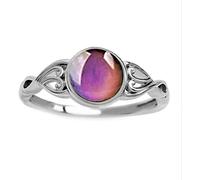 Anello d'atmosfera in argento placcato in pietra di cristallo sfaccettato rotondo multi colore stile vintage Utile e Moda