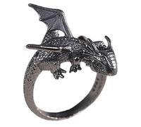 Anello Del Drago - Anello Del Drago Vintage Da Uomo Da 1,75 Cm Regolabile | Anelli A Forma Di Piccoli Draghi In Stile Retrò | Anelli Gotici Fantastici, Ánelli Punk Aperti Placcati In Argento Alla
