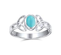 Anello Delicato Con Nodo D'Amore Trinità Turchese Blu Celtico Stabilizzato Triquetra Infinity Per Donne Adolescenti. Anello Con Sottile Fascia In Argento Sterling .925