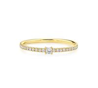 Anello delicato da donna, anello dell'amicizia delicato mezza eternità con taglio quadrato moissanite oro giallo, oro giallo 9 K, Moissanite