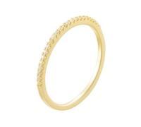 Anello delicato da donna, anello dell'amicizia, mezza eternità con taglio rotondo, moissanite, oro giallo 14 carati, misura 45 (14,3)