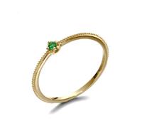 Anello delicato da donna, anello per ingranaggio medio con quattro artigli e smeraldo oro giallo, 67 (21.3), Oro giallo 18 carati (750), Smeraldo