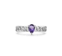 Anello delicato da donna con ametista artificiale in argento bianco 14 carati, misura 16 (17,8)