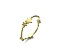 Anello delicato da donna, stella a cinque punte con diamanti dorati, regalo per mamma, 21 (19,4), Oro 14 K, Diamante