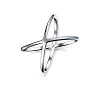 Anello Delicato Sottile Aperto Moderno Semplice Geometrico Atomico X Incrociato per Adolescenti per Donne in Argento Sterling .925