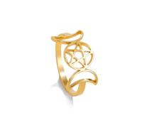 Anello della Dea della Tripla Luna per le donne Pentagramma Stella Mezzaluna Amuleto Religione Wicca Gioielli Regalo Pagano (Oro, 7)