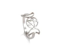 Anello della Dea della Tripla Luna per le donne Pentagramma Stella Mezzaluna Amuleto Religione Wicca Gioielli Regalo Pagano (Argento, 9)