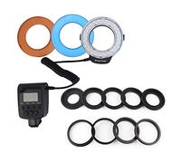 Anello della Fotocamera Flash LED Light Photography Flash con 7 modalità di luminosità 4 Filtri 9 Adattatori per Telecamere DSLR