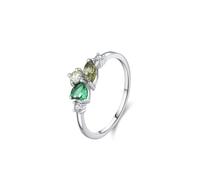 Anello dell'amicizia, anello celebrità migliore amica, elegante cuore di laboratorio, smeraldo e citrino, peridoto, moissanite oro bianco 14 carati, misura 50 (15,9)