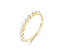 Anello dell'amicizia, anello di fidanzamento vintage, mezza eternità con taglio a goccia moissanite oro giallo, Oro giallo 14 carati, Moissanite