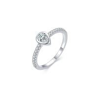 Anello dell'amicizia, anello dichiarato, design elegante, con diamante da laboratorio a goccia da 0,5 ct e moissanite rotonda in oro bianco 18 carati, misura 52 (16,6)