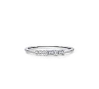Anello dell'amicizia, anello unico da donna, in argento con forma rettangolare, diamante creato in laboratorio PT950 e oro bianco, L 1/2, PT950, Diamante sintetico