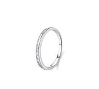 Anello dell'amicizia, da donna, con indice, design semplice a cuore, con diamanti rotondi, oro bianco, platino, misura 58 (18,5)