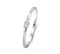 Anello dell'amicizia da donna, stile semplice con moissanite da 0,01 ct, diamante naturale, oro bianco, 63 (20.1), Oro bianco 18 carati (750), Moissanite