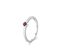 Anello dell'amicizia delicato, anello celebrità migliore amica, impilabile, semplice solitario da 0,1 carati, rotondo Lab-Rubin oro bianco 14 carati, misura 45 (14,3)