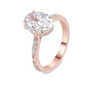 Anello dell'amicizia delicato con moissanite ovale in oro rosa 1/2/3 carati, 50 (15,9), Moissanite