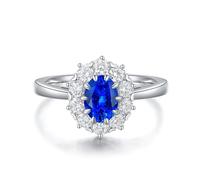 Anello dell'amicizia in argento 925, con fiore, con spinello artificiale da 0,95 carati, argento 925, Spinello fatto
