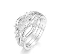 Anello dell'amicizia in oro bianco 9 K, da donna, con moissanite 1 ct, misura 65 (20,7)