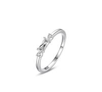 Anello dell'amicizia per amiche, anello di fidanzamento da donna, largo, design semplice e sottile, rettangolare, moissanite rotonda 9 carati, oro bianco bianco, misura 57 (18,1)