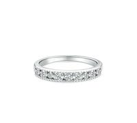 Anello dell'amicizia sottile, anello di fidanzamento da donna, largo, con moissanite rotondo, in argento bianco 18 carati, misura 49 (15,6)