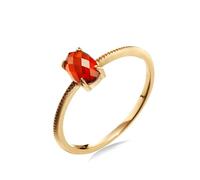 Anello dell'amicizia sottile, anello di fidanzamento da donna, quattro artigli con granato rosso 18 carati, oro rosa, 57 (18.1), Oro rosa 18 carati (750), granato rosso