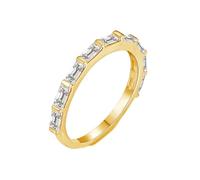 Anello dell'amicizia sottile, da donna, vintage, mezza eternità, con taglio rettangolare, moissanite 18 carati, oro giallo 18 (19,4)