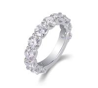 Anello dell'amicizia sottile e delicato, elegante anello con moissanite circolare da 0,5 carati, in argento bianco 18 carati, misura 49 (15,6)