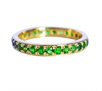Anello dell'eternità con pietre preziose naturali in diopside cromato, placcato in oro giallo 925, gioielli di fidanzamento x 1/2, X 1/2, pietra preziosa, Cromodiopside