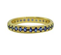 Anello dell'eternità con pietre preziose naturali zaffiro blu placcato oro giallo 925, gioielli di fidanzamento R 1/2, R 1/2, pietra preziosa., zaffiro blu