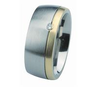 Anello Design Serio R230.9 Oro 585 Con Diamante 0,035ct Acciaio Opaco Lucido