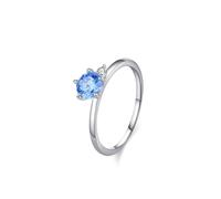 Anello di abbinamento, anello dichiarato, design semplice con topazio rotondo a 3 strati, 0,65 carati e moissanite 14 carati, oro bianco 14 carati, misura 65 (20,7)