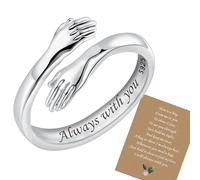 Anello di Abbraccio, 925 Sterling Silver Anelli per le Donne Ragazze Regolabili s925 Argento Anelli Aperti A Mia Figlia Nipote Anello A Mano Gioielli per Regalo Compleanno