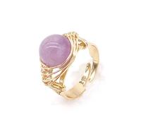 Anello Di Agata Viola Naturale Anello D'Oro Rotondo In Cristallo Twining Anello Regolabile Da Donna Anelli Di Pietra Aperti Reiki Balance Anelli Per Dita Alla Caviglia Anello Eterno Per Donna Ragazz