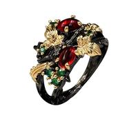 Anello Di Ancoraggio Anello vintage d'oro Boho Anello grosso per donna Anello boemo con incisione d'oro vuota Coperta Del Signore Degli Anelli (red, 10)