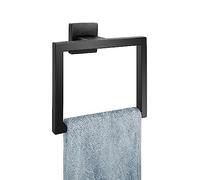 Anello di asciugamano nero opaco, moderno portasciugamani quadrato, portasciugamani, supporto da parete in acciaio inossidabile SUS 304, accessori hardware da bagno nero