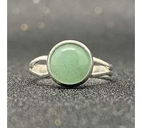 Anello di Avventurina Verde Naturale Anello di Cristallo Rotondo Color Argento Anello di Pietra Aperto da Donna Regolabile Anelli di Equilibrio Reiki alla Caviglia Anelli Anello di Eternità per Don