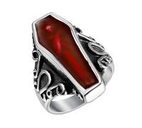 Anello di bara,Anello di bara per uomo,Anello di bara di smalto rosso sanguinoso vampiro gotico - Anello di bara vintage vampiro da uomo, anello in acciaio inossidabile, gioielli Punk mod, Consulte la