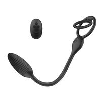 Anello di bloccaggio Doppio vibratore con dildo con controllo wireless Per Strap on per uomo Pene Plug anale Masturbatore con punto G Macchina del sesso Giocattoli per adulti Per Coppie