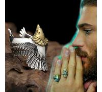 Anello di Can Yaman regolabile AQUILA Ali Uomo Silver con testa Gold DayDreams