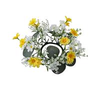 Anello di candela con fiori artificiali, ghirlanda di candele del Ringraziamento,Simulazione del festival del raccolto Ghirlanda di piccole margherite | Ghirlanda del raccolto autunnale semplice ed el